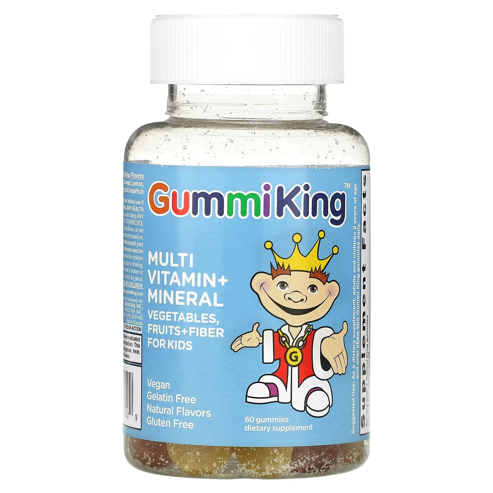 Гумми Кинг, мультивитамины и микроэлементы, овощи, фрукты и клетчатка для детей, 60 жевательных таблеток