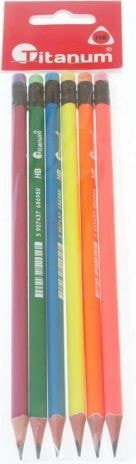 Titanum Neon pencil with eraser (345175) 6 pcs.