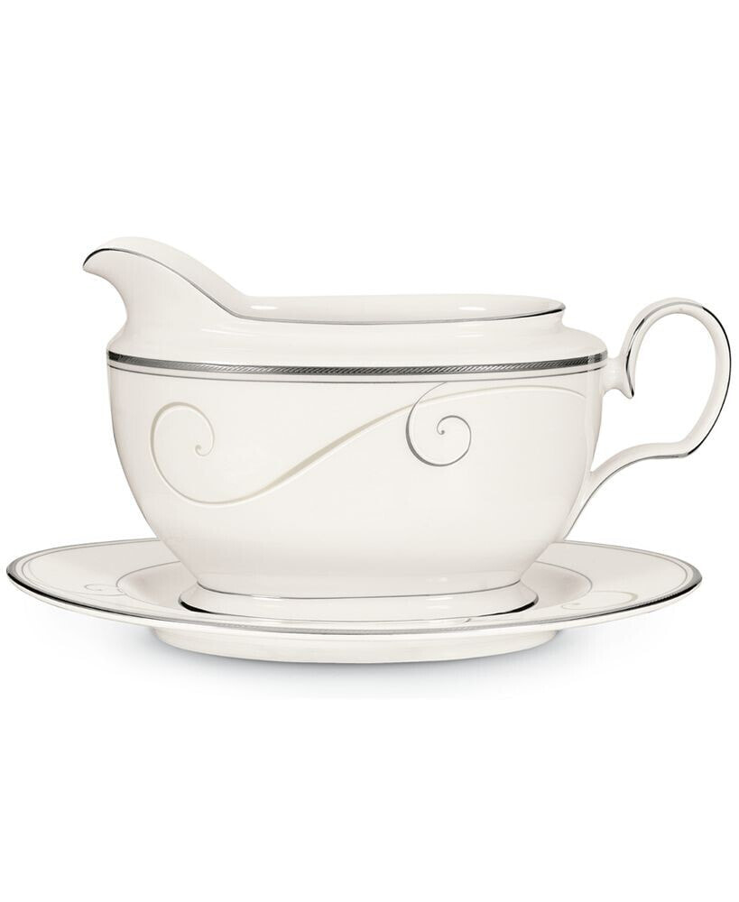 Dinnerware, Platinum Wave Gravy Boat with Stand