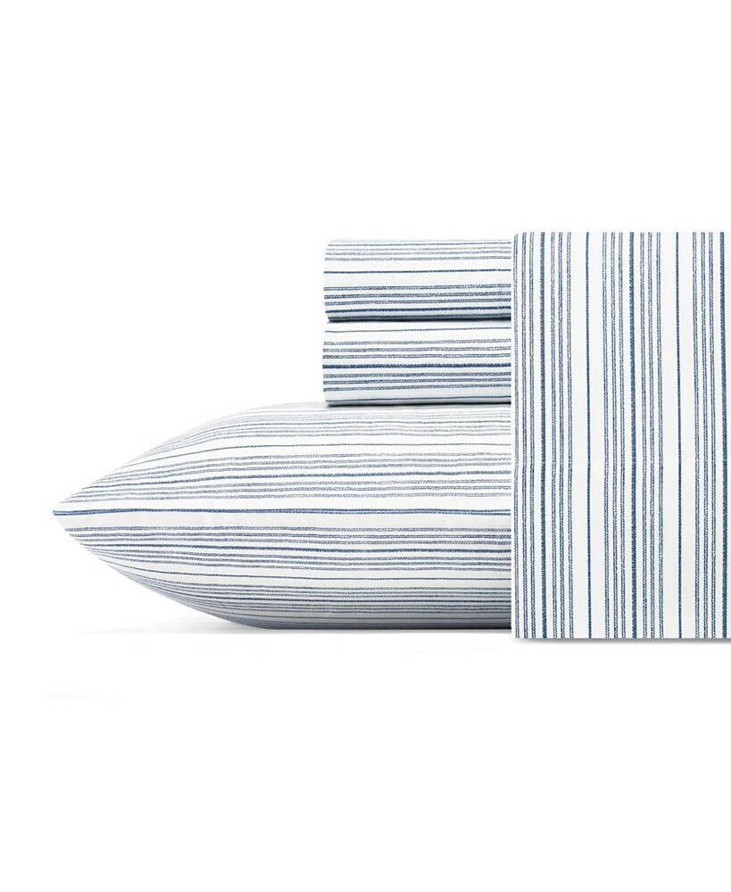 Nautica beaux Stripe Cotton Percale 4-Piece Sheet Set, King