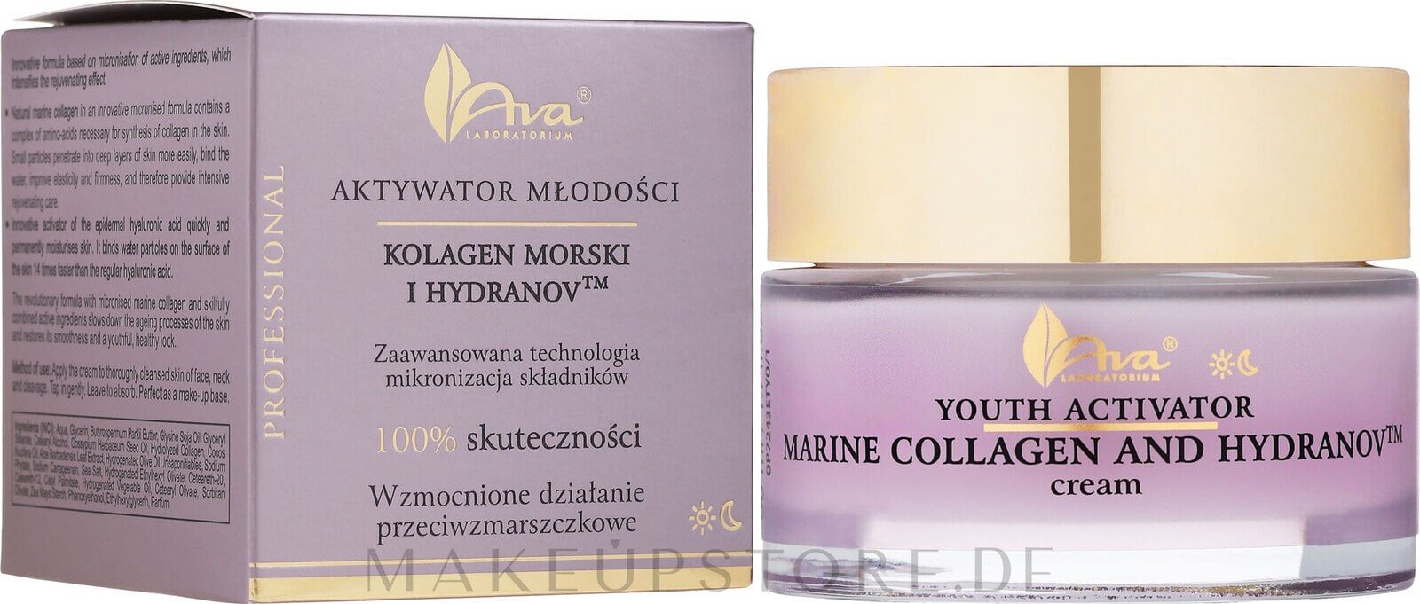 Antifaltencreme mit Kollagen - Ava Youth Activator Collagen + Hydranov Cream