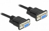 Delock Serial Cable RS-232 D-Sub 9 female to female null modem with narrow plug housing - Full Handshaking - 1 m - Black - 1 m - DB-9 - DB-9 - Female - Female