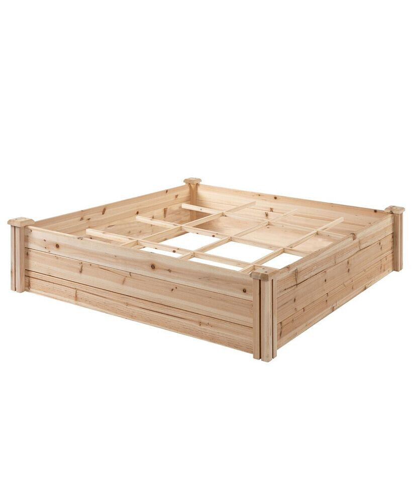 Outsunny outside 4ft x 4ft Backyard Planter Box w/ Wood Material for Plants