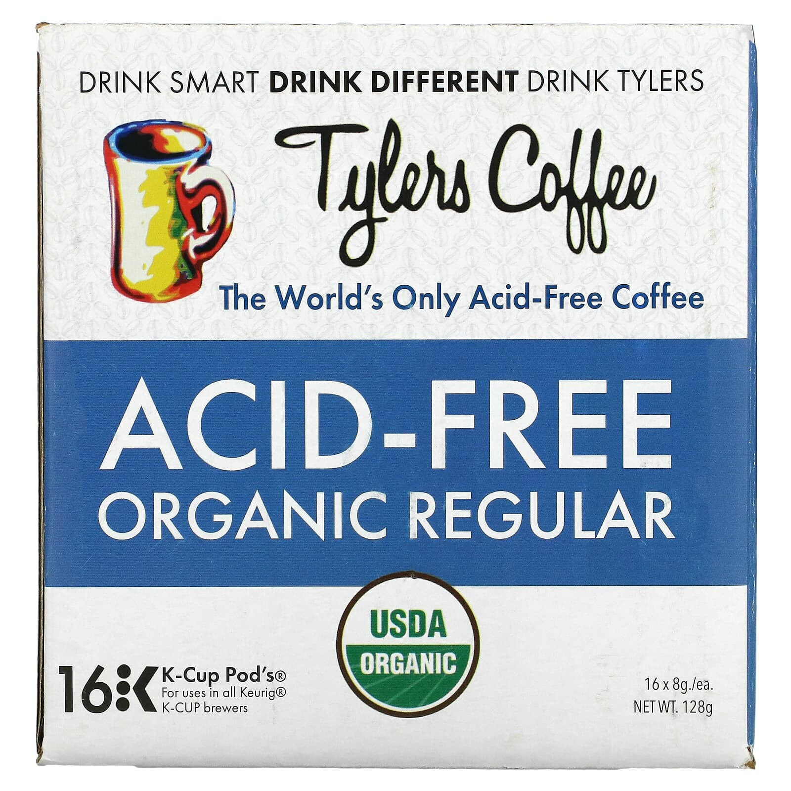 Tylers Coffees, Органический кофе, обычный, без кислоты, 16 капсул (8 г) каждая