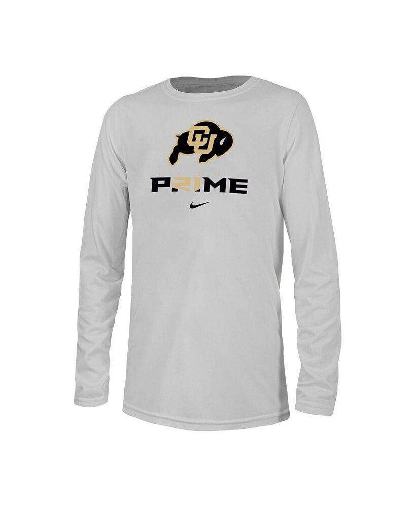 Nike big Boys White Colorado Buffaloes Coach Prime Legend Performance Long Sleeve T-shirt