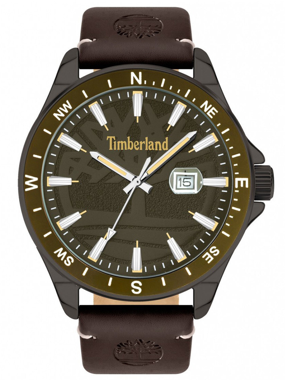 Мужские наручные часы с коричневым кожаным ремешком Timberland TBL15941JYUK.53 Swampscott 46mm 5ATM