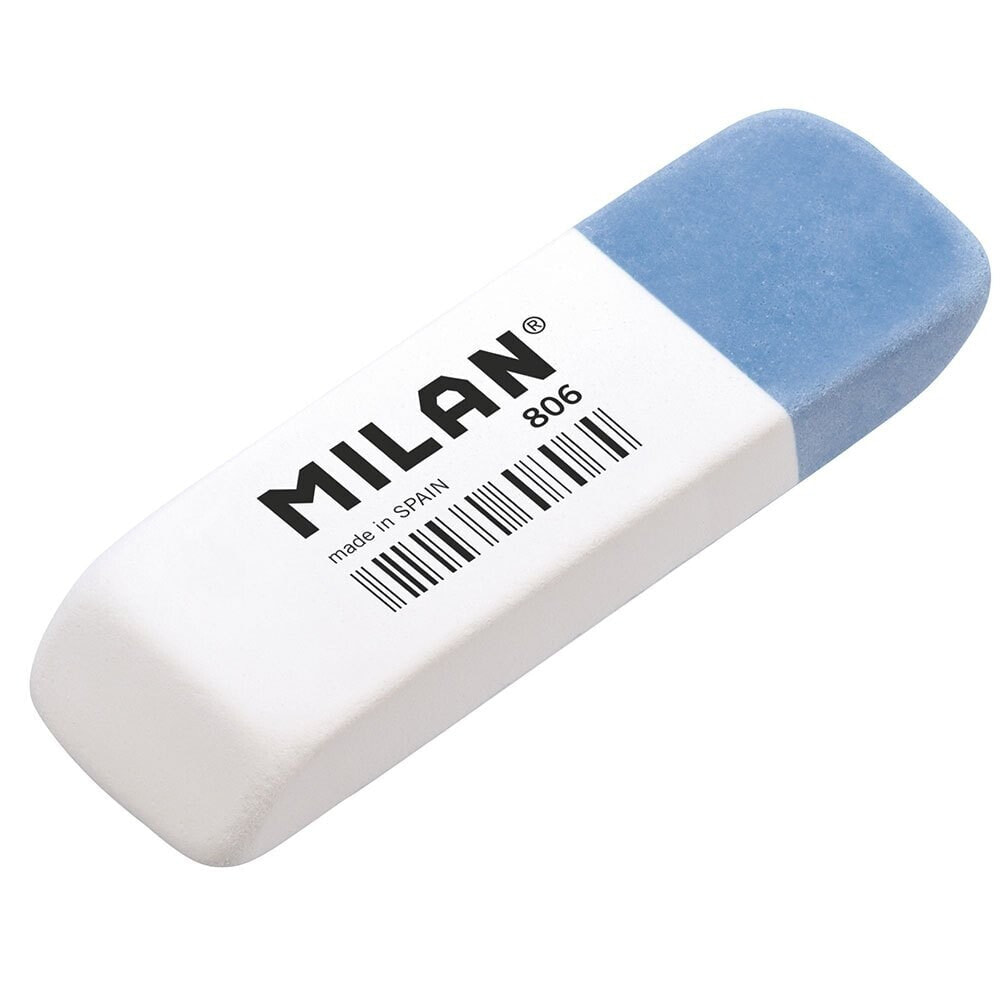 MILAN Box 6 Double Use Bevelled Rubber Erasers