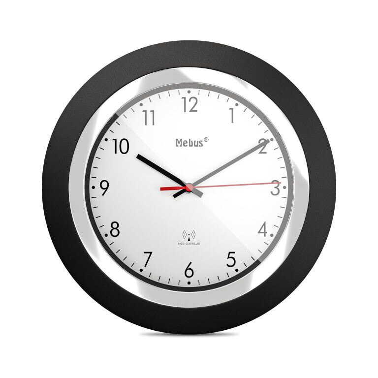 Mebus 19451 - Digital wall clock - Round - Black - White - Plastic - Modern - Battery