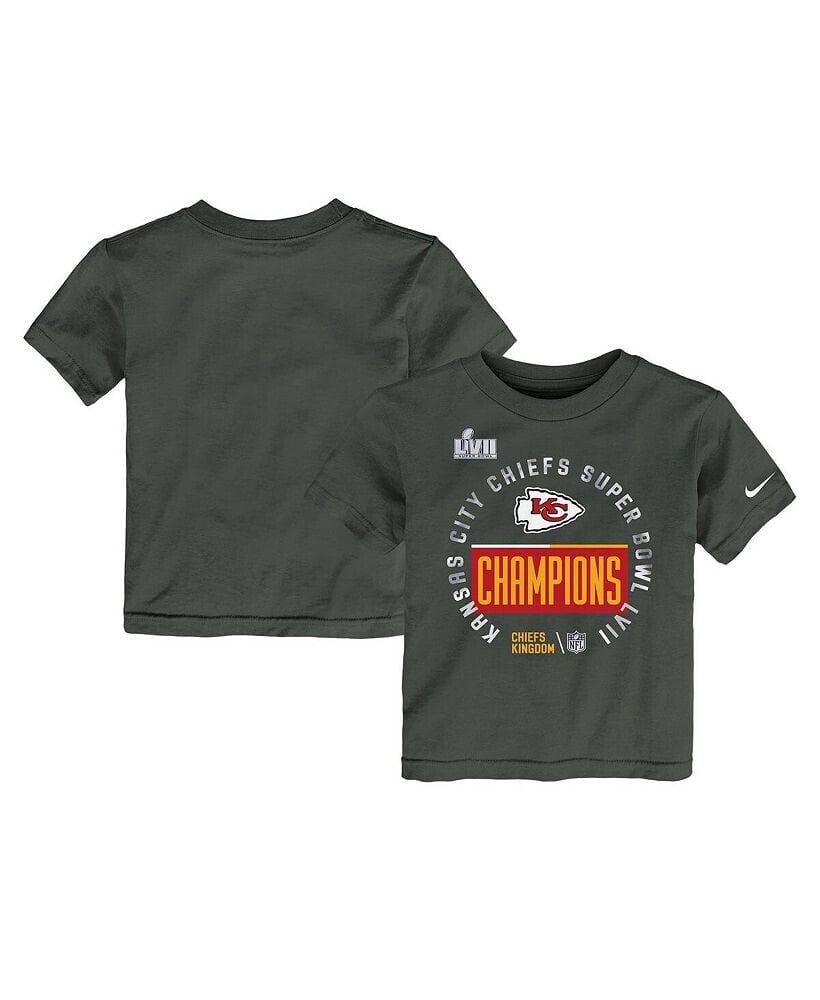Nike toddler Boys and Girls Anthracite Kansas City Chiefs Super Bowl LVII Champions Locker Room Trophy Collection T-shirt