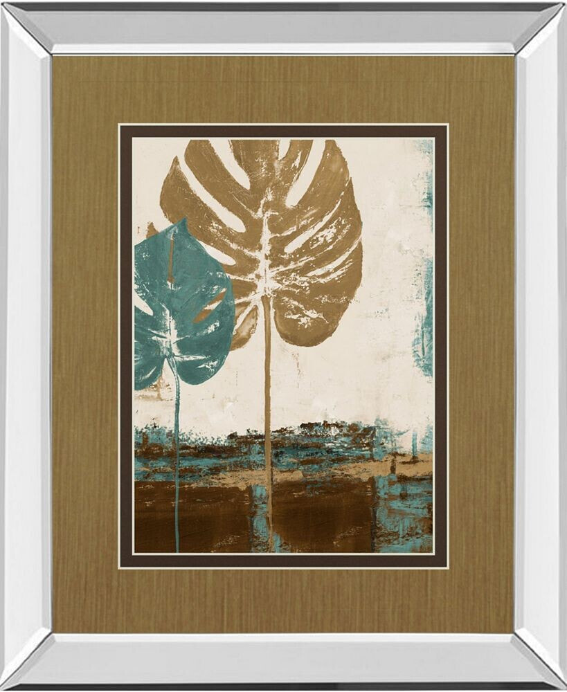 Classy Art blue Leaves II by Patricia Pinto Mirror Framed Print Wall Art, 34