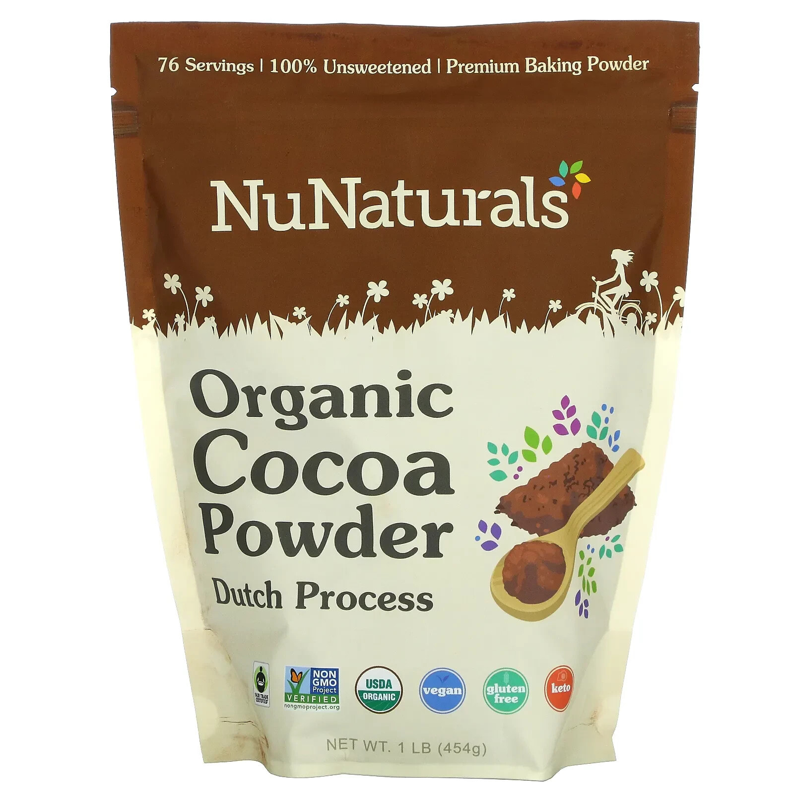 НуНатуралс, Органический какао-порошок, 454 г (1 фунт)