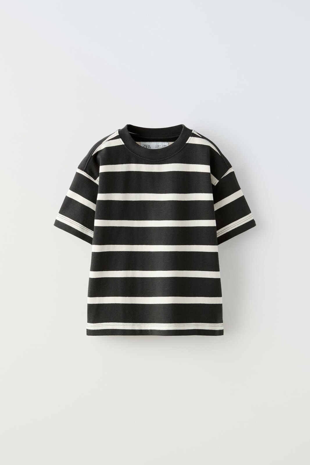 Striped heavy cotton t-shirt with label
