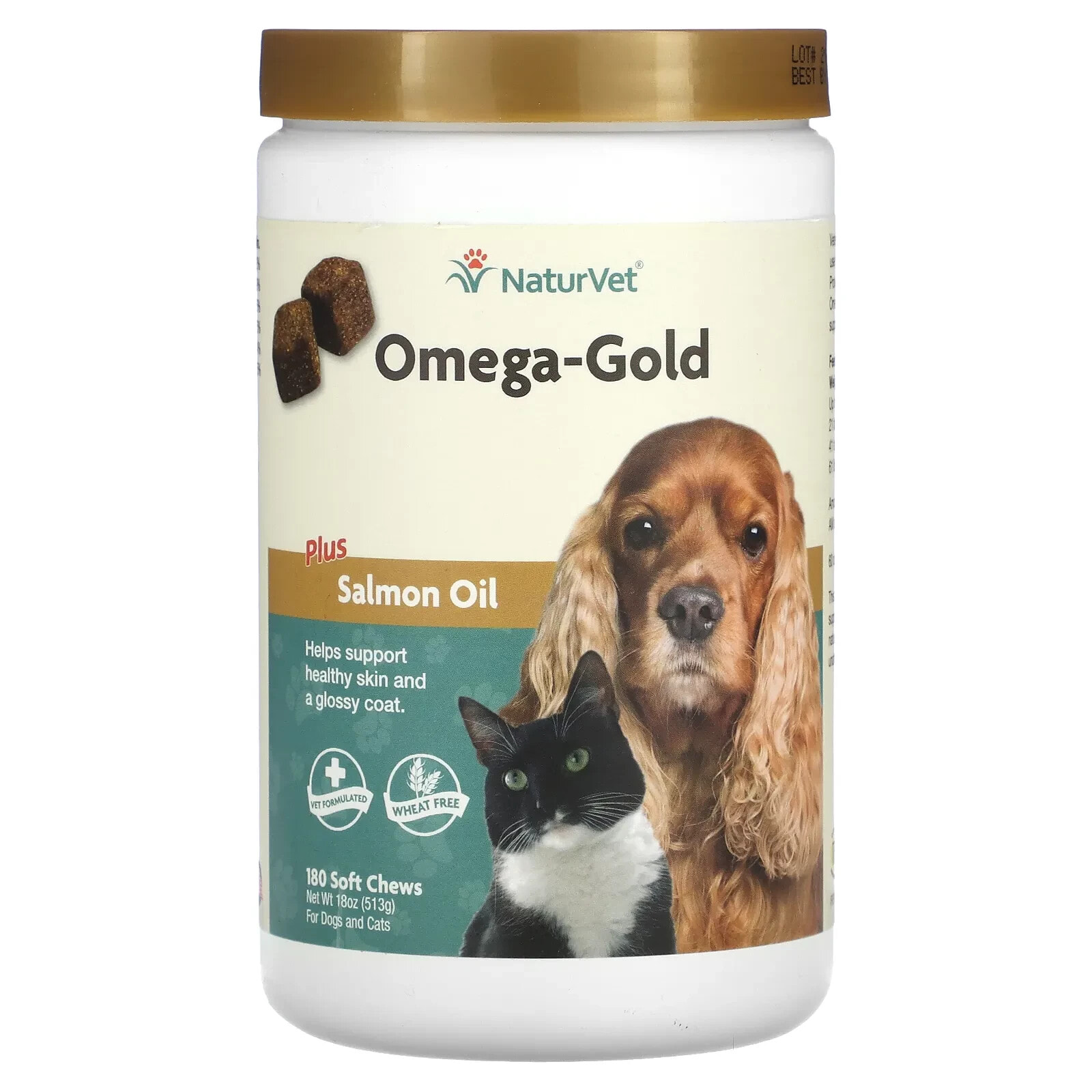 Omega-Gold Essential Fatty Acids +Salmon Oil, For Dogs and Cats, 180 Soft Chews, 18 oz (513 g)