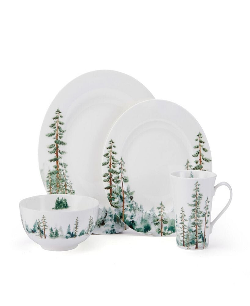 Mikasa watercolor Forest Dinnerware Set, 16 Pieces