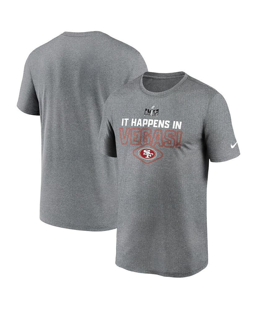 Nike men's Heather Gray San Francisco 49ers Super Bowl LVIII Logo Lockup T-shirt
