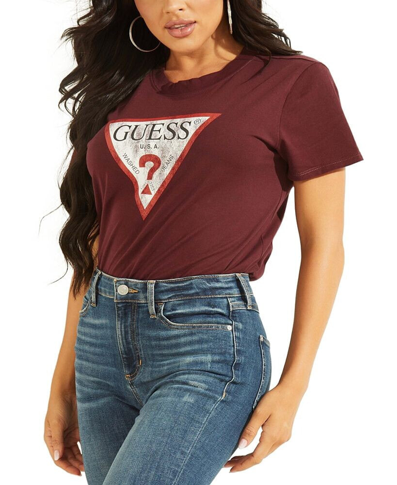 GUESS women's Classic Fit Organic Cotton Logo T-Shirt