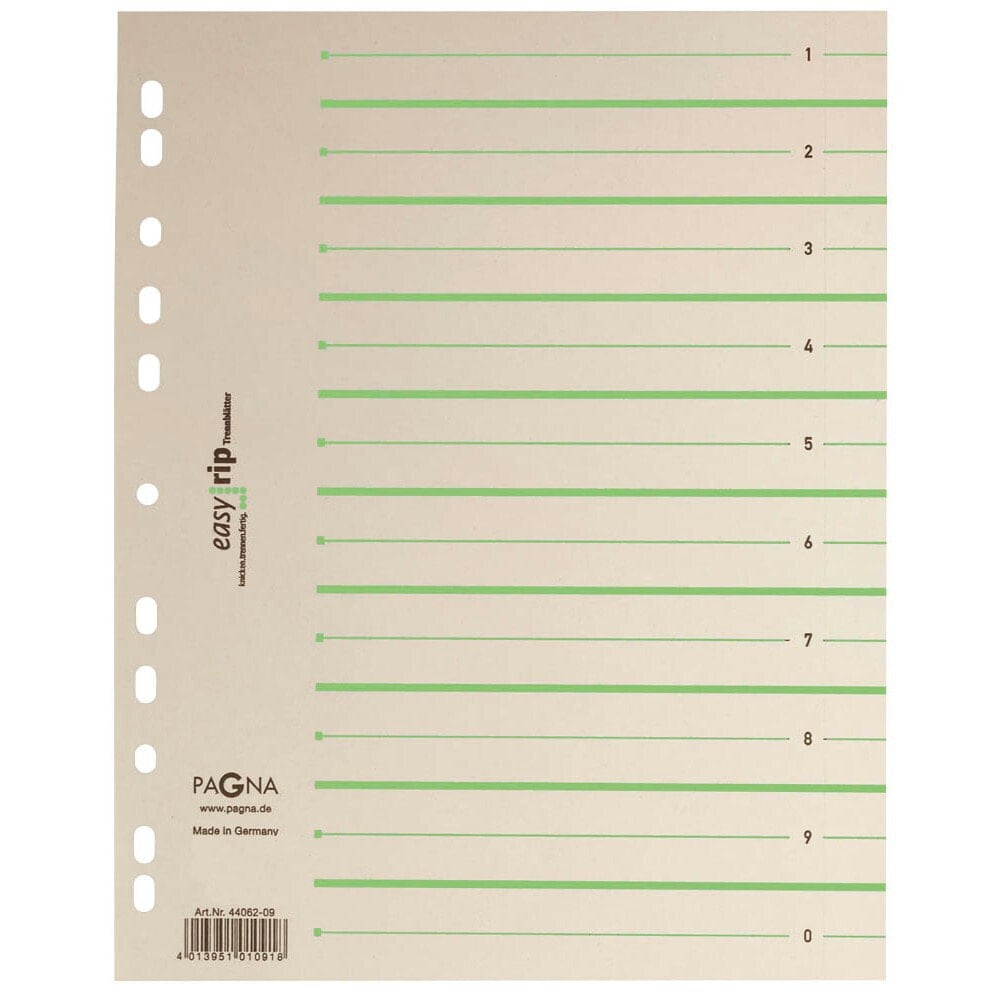 Pagna 44063-03 - Numeric tab index - Carton - Beige - Green - Portrait - A4 - Germany