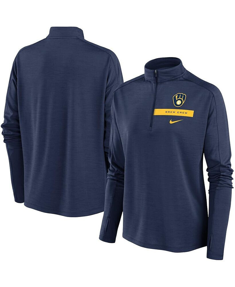 Nike women's Navy Milwaukee Brewers Primetime Local Touch Pacer Quarter-Zip Top