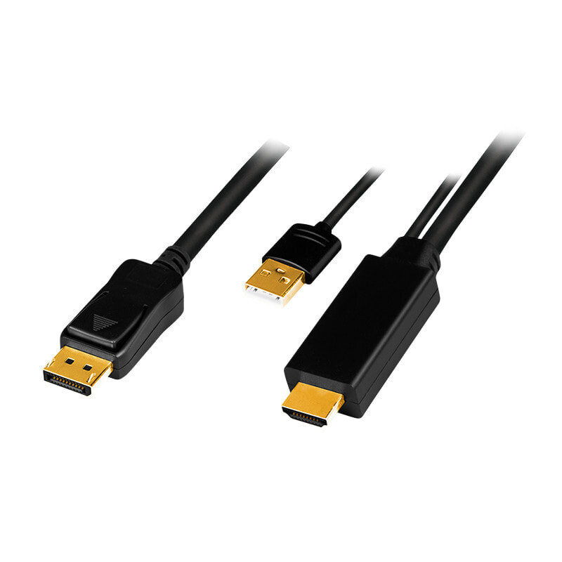 LogiLink CH0091 - DP 1.2 auf HDMI A Stecker+ USB-A 4Ka30 Hz 2 m - Cable - Digital
