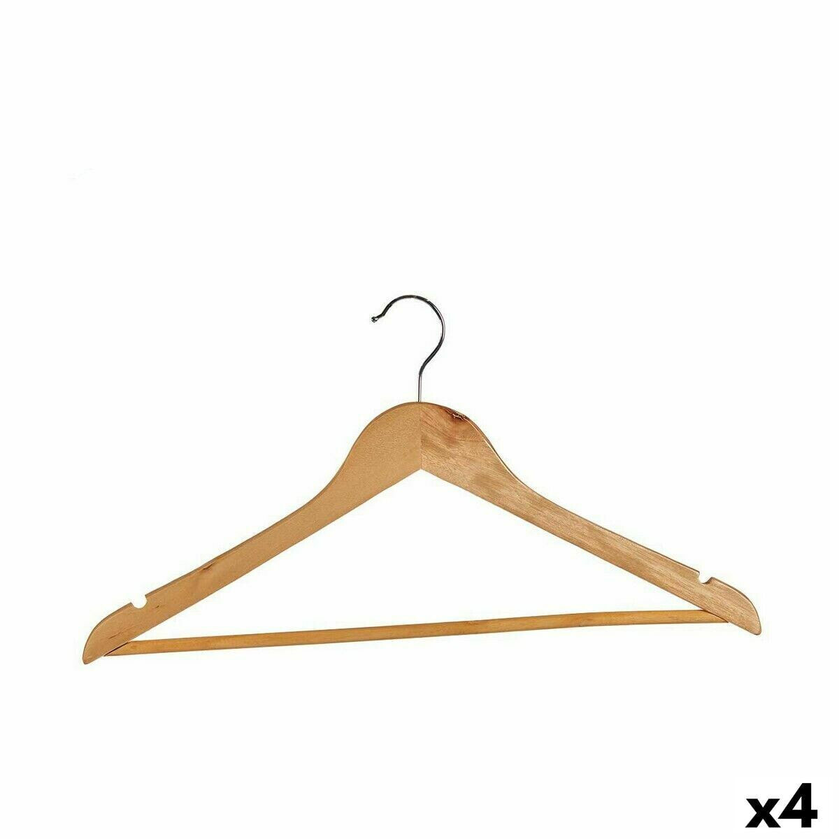 Set of Clothes Hangers Natural brown Wood 45.5 x 21,5 x 1 cm (4 Units)