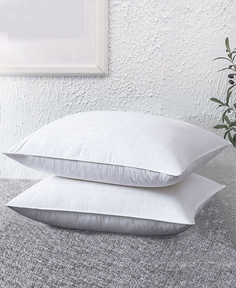 UNIKOME 2 Pack Premium 100% Cotton Down-Around Design Down Feather Bed Pillow Set, Queen