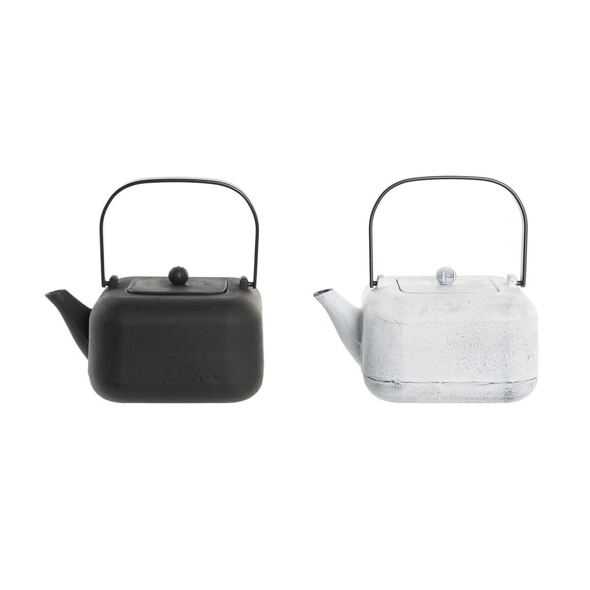 Teapot DKD Home Decor Black Stainless steel White 1,2 L (2 Units)