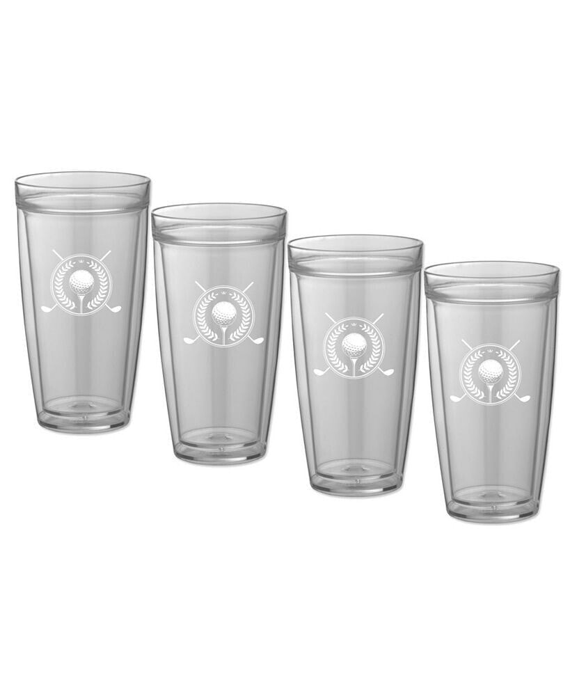 Kraftware pastimes 22 Oz Double Old Fashioned Tall Drinking Golf Glass, Set of 4