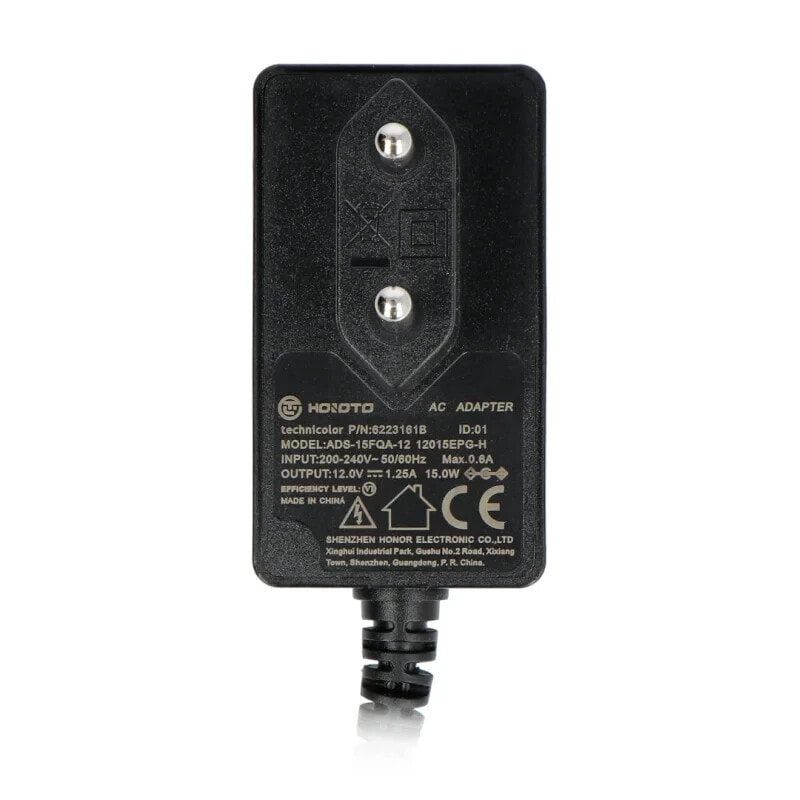 12V/1,25A switching power supply - DC 5.5 / 2,5mm plug - black