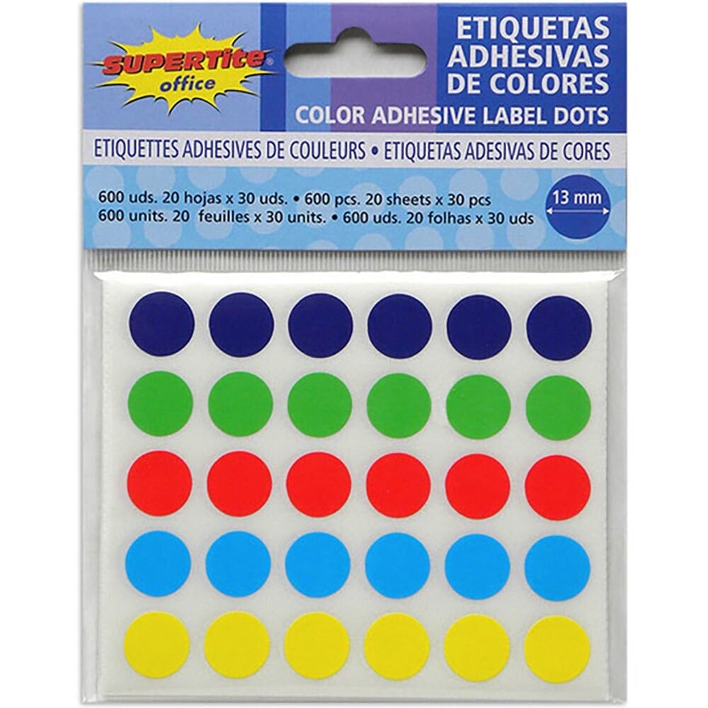 SUPERTITE Colored Adhesive Tags 13 mm 600 Units