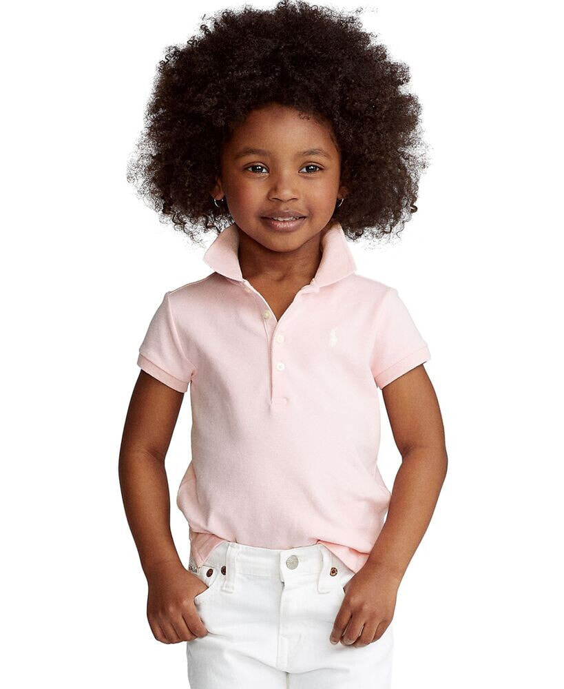 Polo Ralph Lauren toddler and Little Girls Stretch Cotton Mesh Polo Shirt