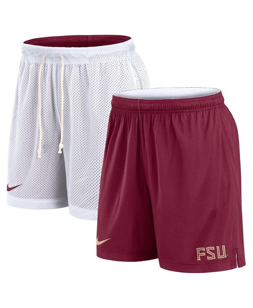 Nike men's White/Garnet Florida State Seminoles Primetime Reversible Performance Shorts