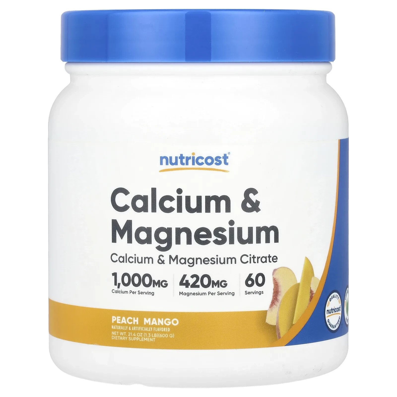 Calcium & Magnesium, Peach Mango , 21.4 oz (600 g)