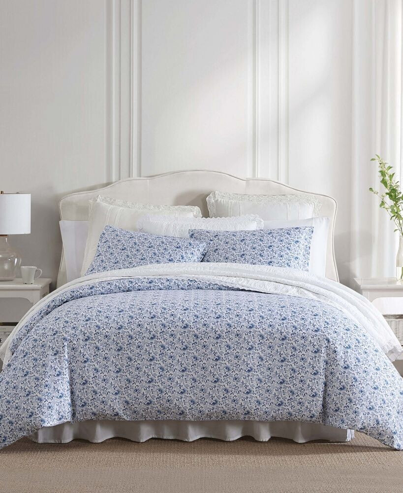 Laura Ashley lorelei Sateen Reversible 2-Piece Duvet Cover Set, Twin