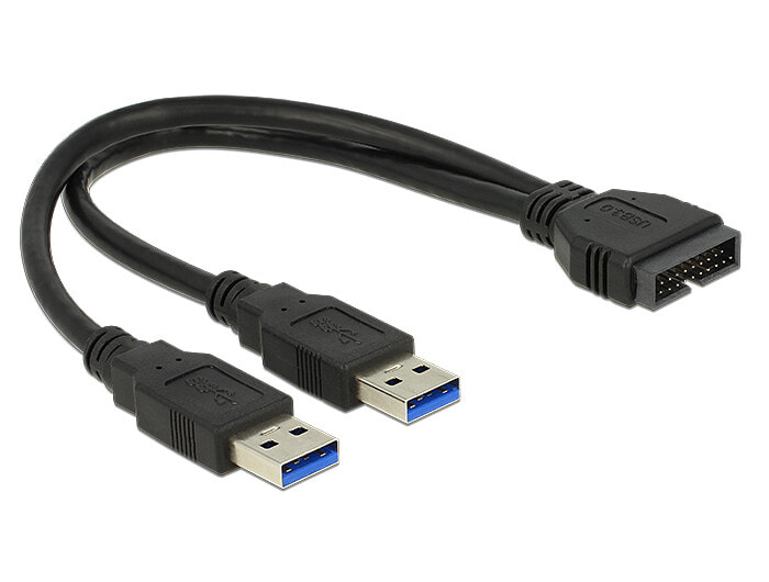 DeLOCK 0.25m USB3.0/2xUSB3.0 USB кабель 0,25 m 3.2 Gen 1 (3.1 Gen 1) 2 x USB A Черный 83910