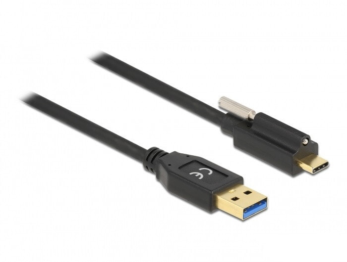 Компьютерный разъем или переходник Delock SuperSpeed USB (USB 3.2 Gen 1) Cable Type-A male to USB Type-C male with screw on top 1.5 m