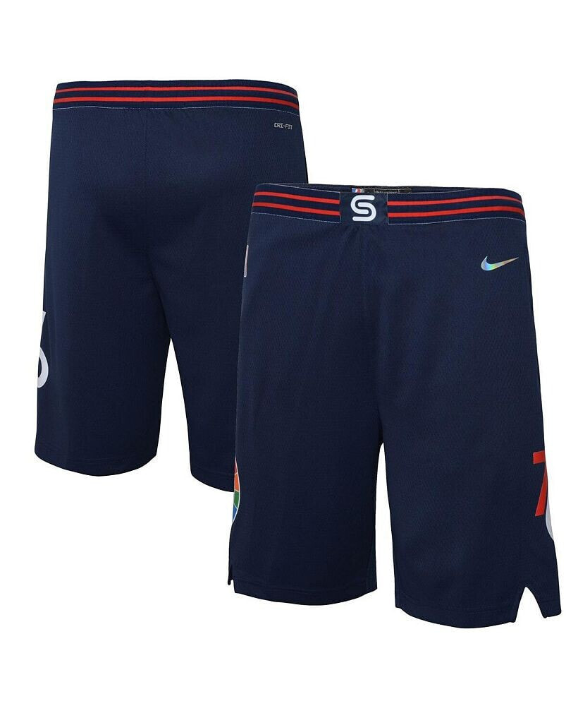 Nike big Boys Navy Philadelphia 76ers 2021/22 City Edition Courtside Swingman Shorts