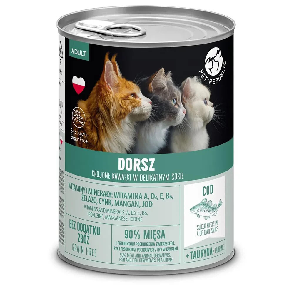 PET REPUBLIC Petrepublic kawałki w sosie z dorszem karma mokra dla kota wet cat food 400g