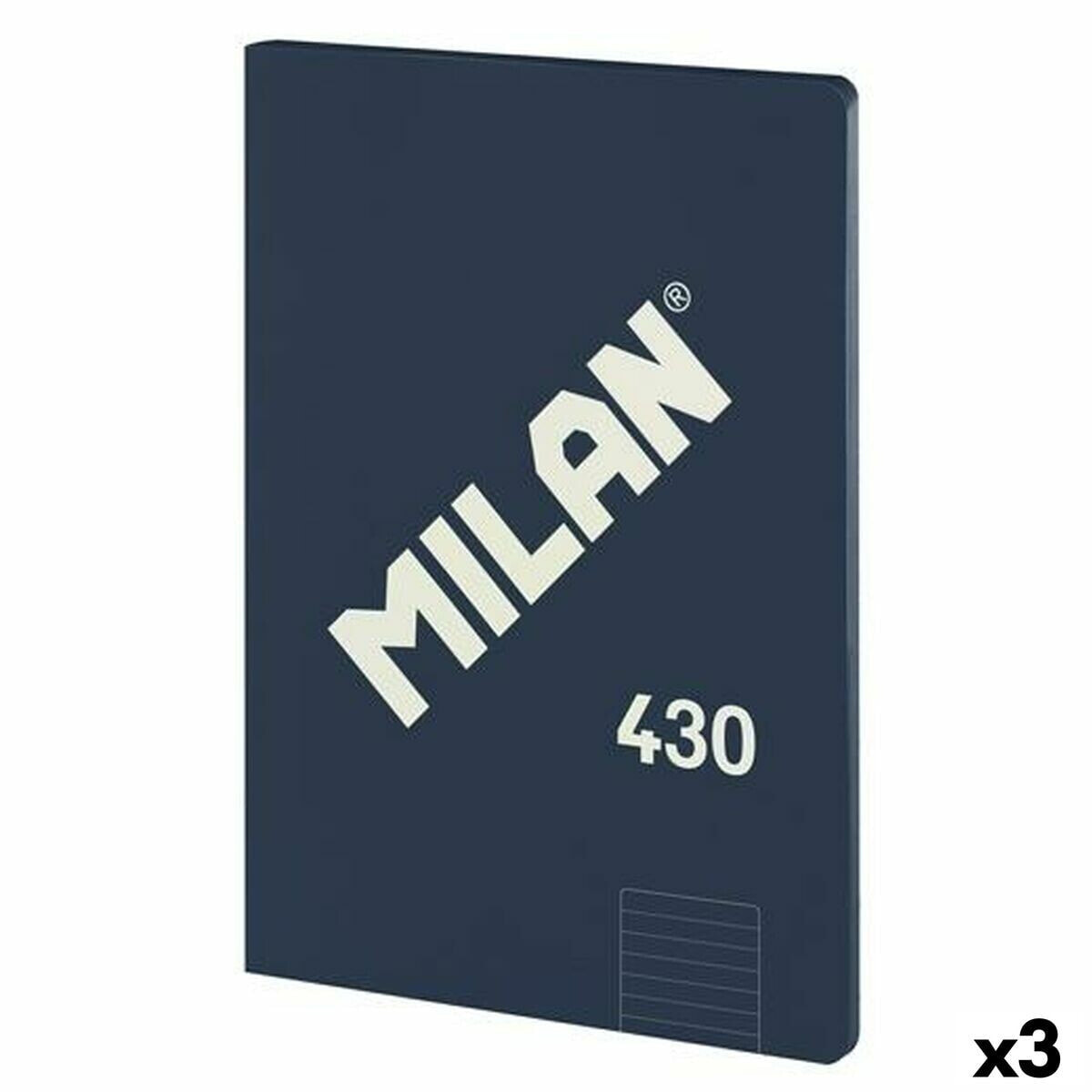 Notebook Milan 430 Blue A4 48 Sheets 21 x 29,7 cm (3 Units)