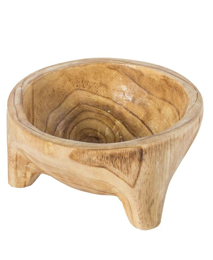 Vintiquewise burned Wood Carved Small Serving Fruit Bowl Bread Basket