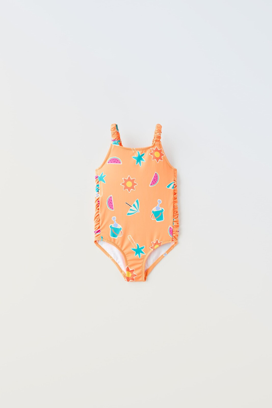 1-6 years/ printed swimsuit with gathered detail