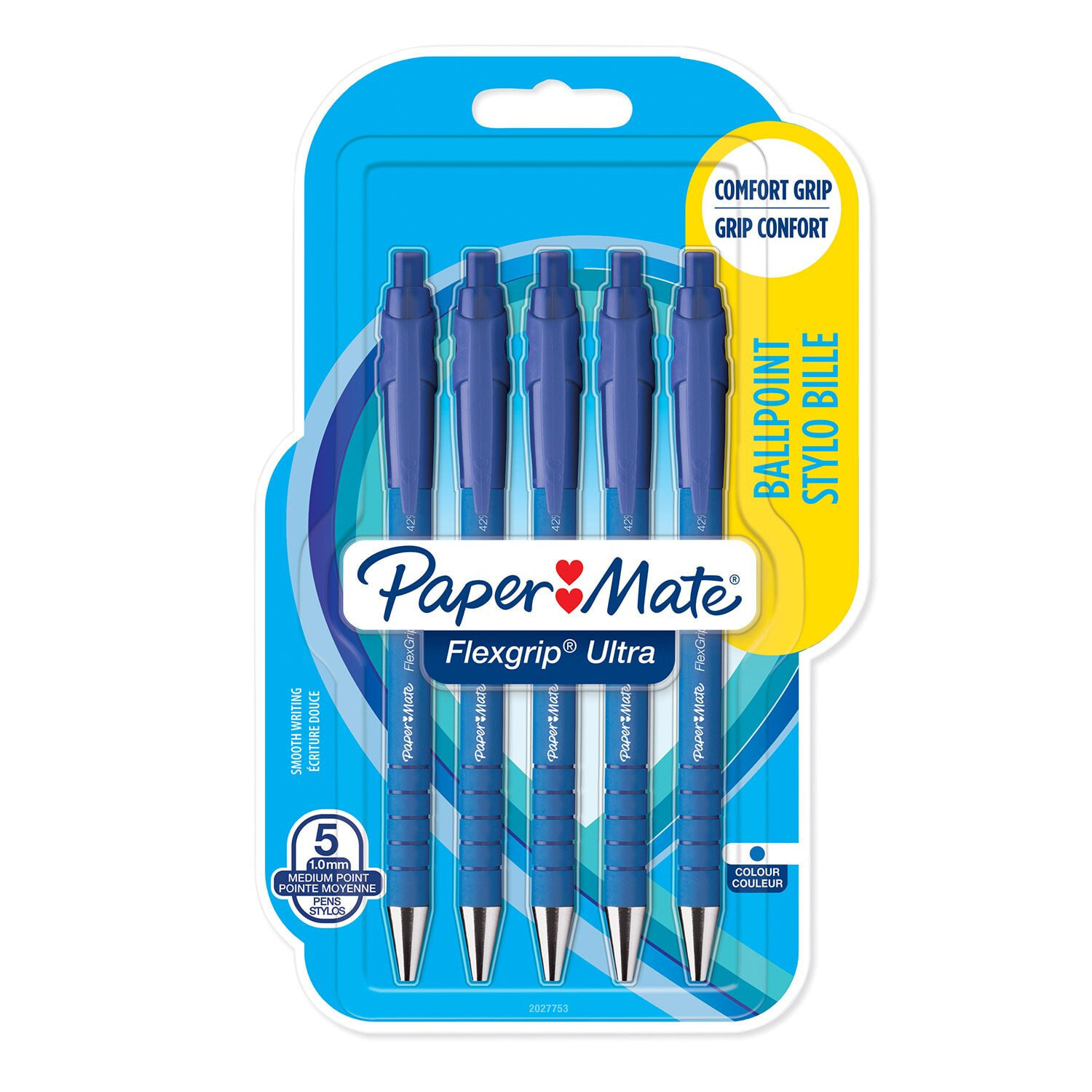Papermate Flexgrip Ultra Синий Автоматическая нажимная шариковая ручка Средний 5 шт 2027755