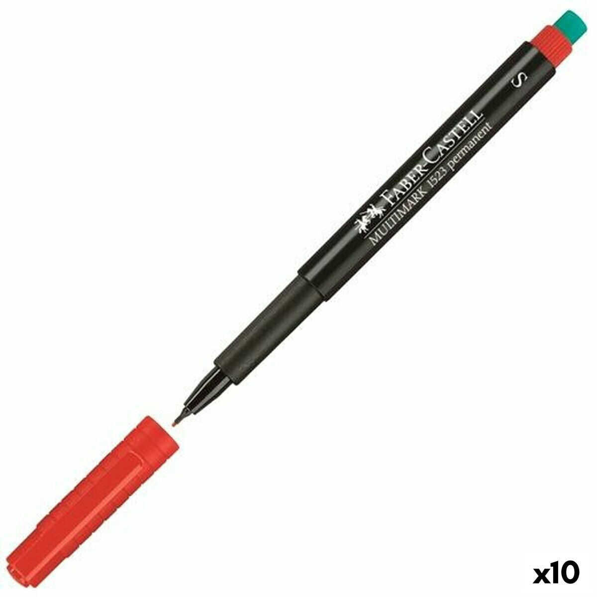 Permanent marker Faber-Castell Multimark 1523 M Red (10 Units)