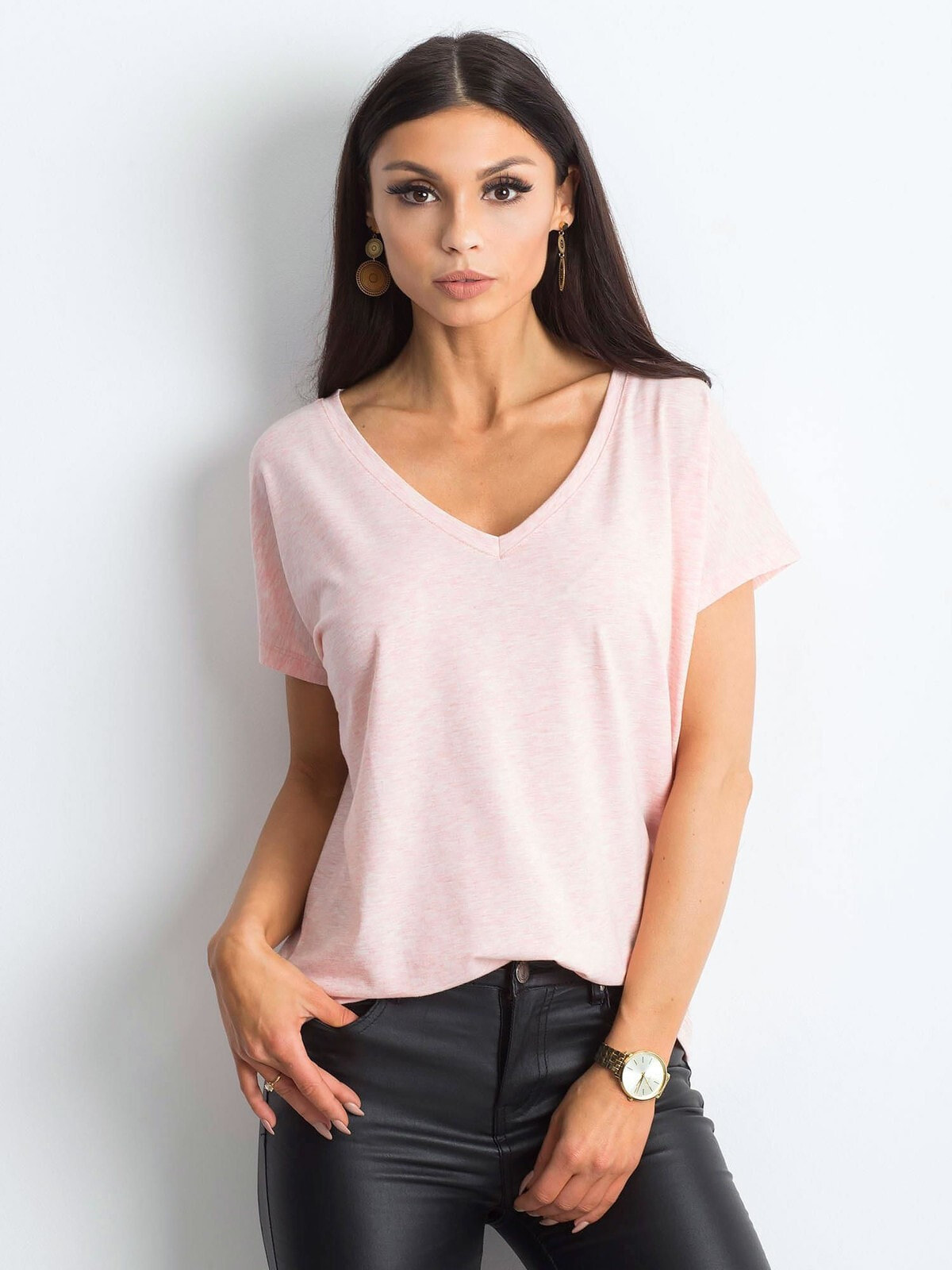 Женская футболка с V-образным вырезом розовая Factory Price