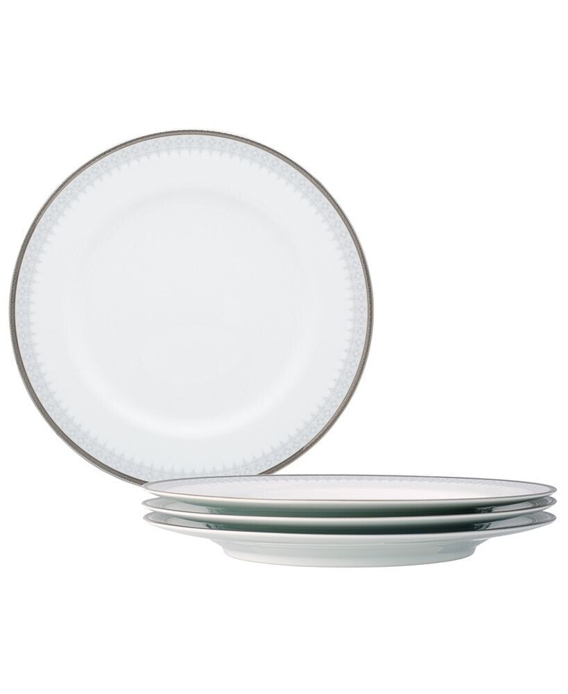 Noritake silver Colonnade 4 Piece Dinner Plate Set, Service for 4