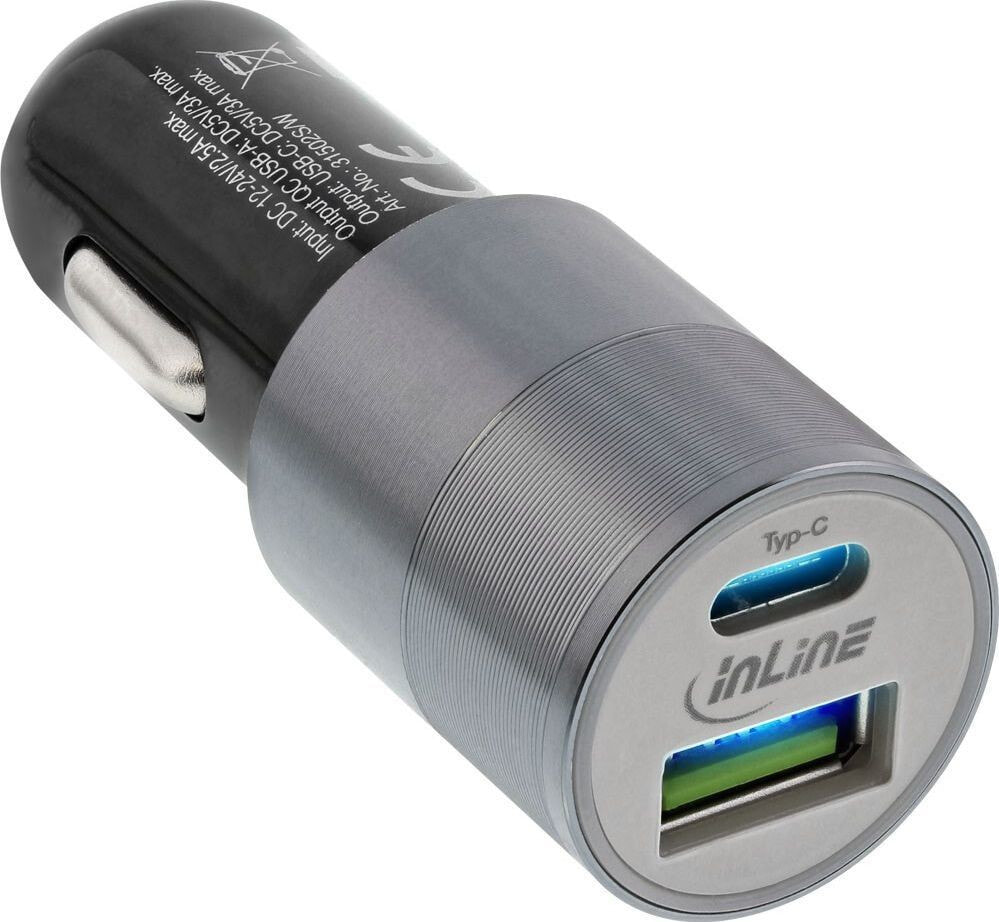 Автомобильное зарядное устройство и адаптер для мобильного телефона Ładowarka InLine 1x USB-A 1x USB-C 2.5 A (31502S)