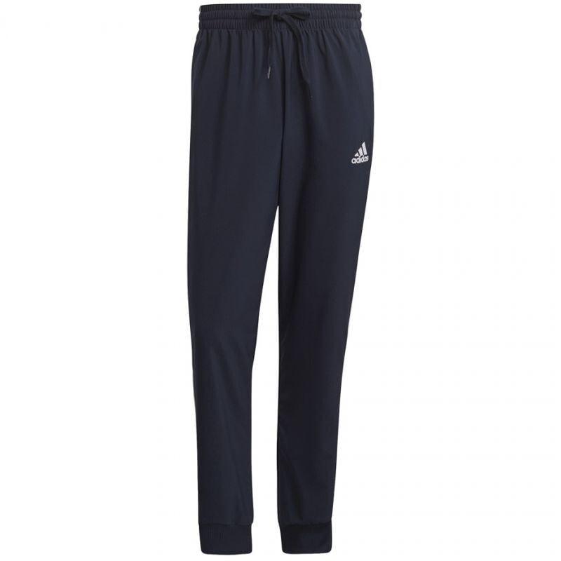 Мужские брюки спортивные синие зауженные трикотажные на резинке джоггеры Adidas Essentials Tapered Cuff 3 Stripes Pants M GK8981