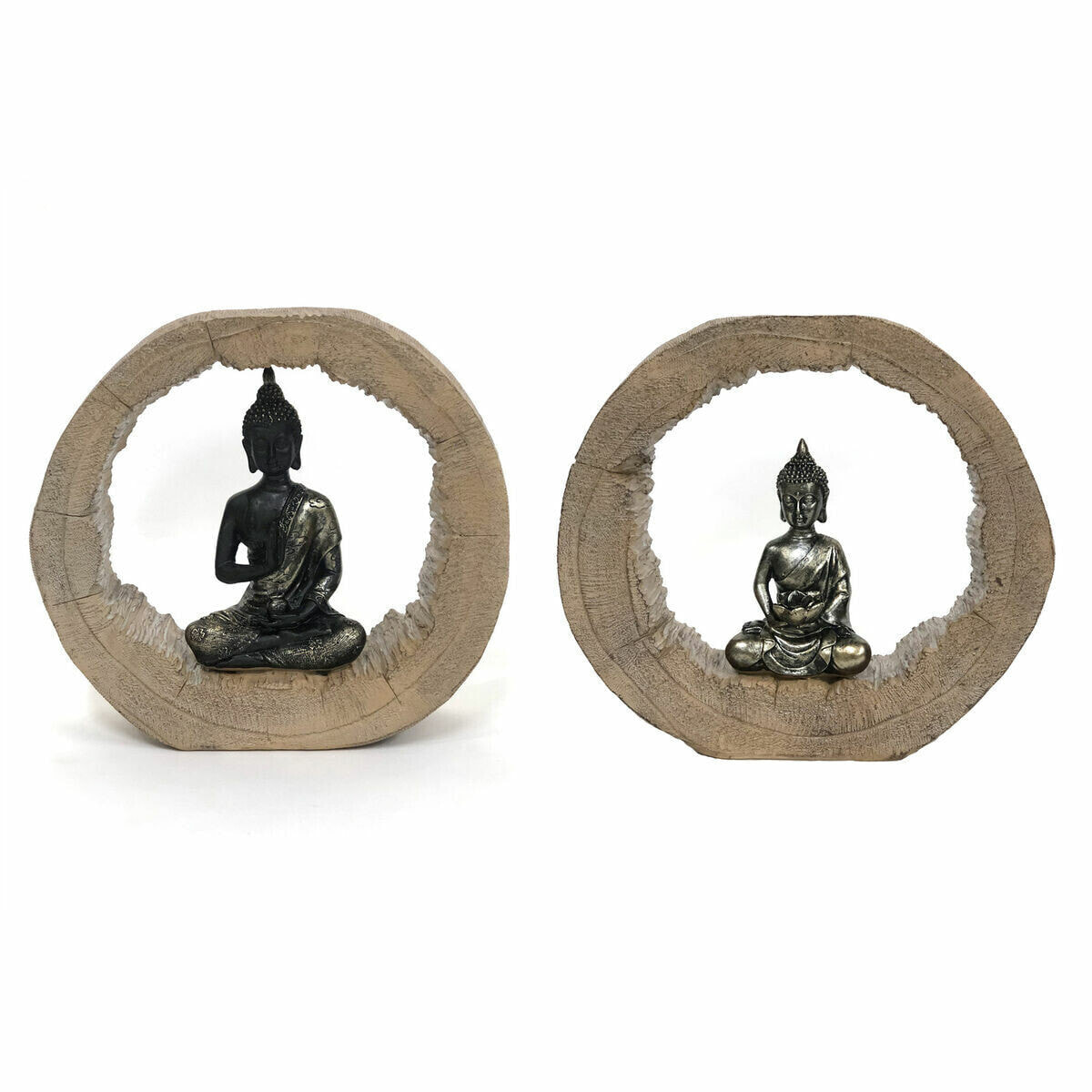 Decorative Figure DKD Home Decor Black Natural Buddha 20,5 x 6 x 18,5 cm (2 Units)