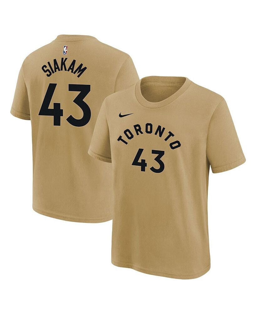 Nike big Boys Pascal Siakam Gold Toronto Raptors 2023/24 City Edition Name and Number T-shirt