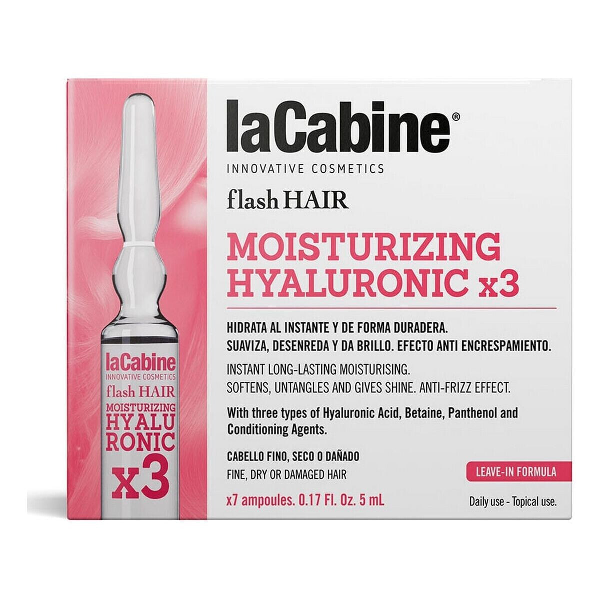 La Cabine Flash Hair Hydrate Ampules Гиалуроновые ампулы для разглаживания, блеска и услаждения волос 7 х 5 мл