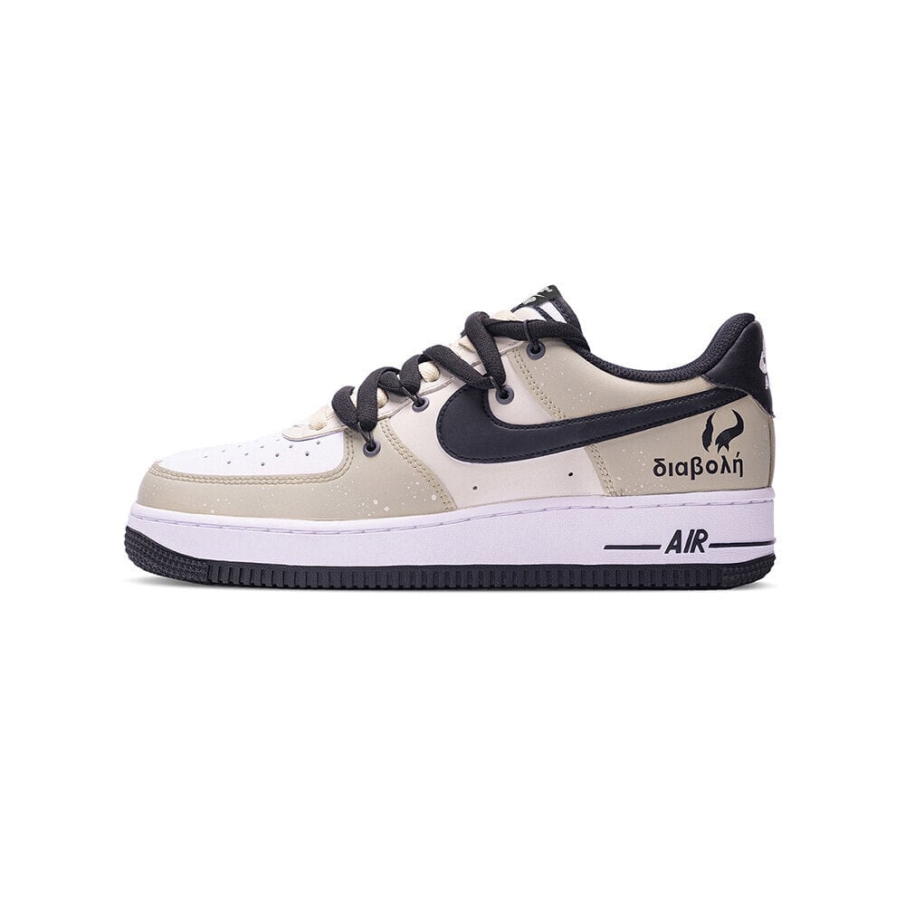 【定制球鞋】 Nike Air Force 1 Low ESS 空军一号 亦动 魔鬼中的天使 英文 潮流 低帮 板鞋 GS 棕黑白 / Кроссовки Nike Air Force DV1331-100